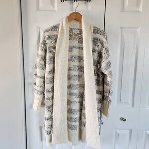 Lou & Grey Striped Open Front Long Sleeve Cardigan Sweater